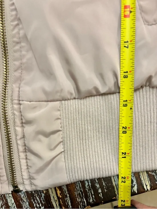 New Look Faux Fur Hood Bomber Jacket L Fits M Blush GorpCore Coat Y2K Beige - Picture 4 of 13